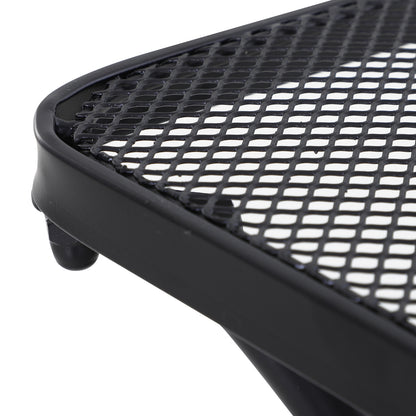 Outsunny Square Garden Metal Bistro Table Outdoor Patio Coffee Side Desk - Black 45L X 45W X 50H CM 