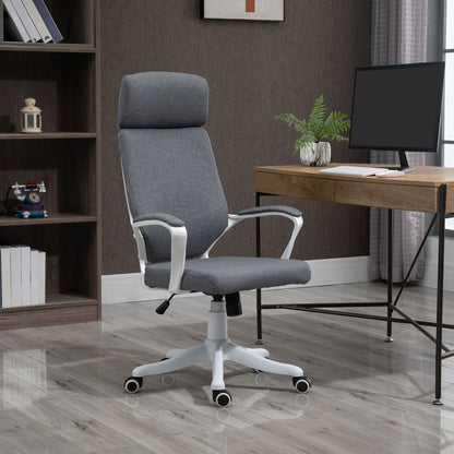 Vinsetto Office Chair, Ergonomic Desk Chair, High Back Study Chair with Headrest and Lumbar Back Support, Adjustable Height for Home and Work, Grey 