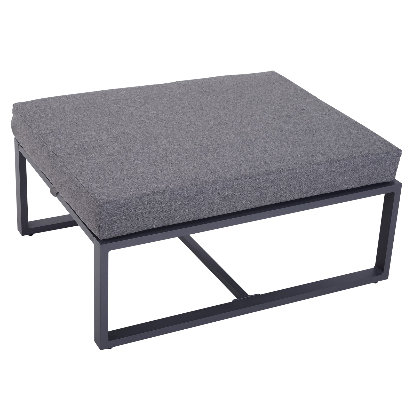 Outsunny 6 PCs Outdoor Indoor Sectional Sofa Set Thick Padded Cushions Aluminium Frame 5 Seaters 1 Coffee Table Footrest Grey 