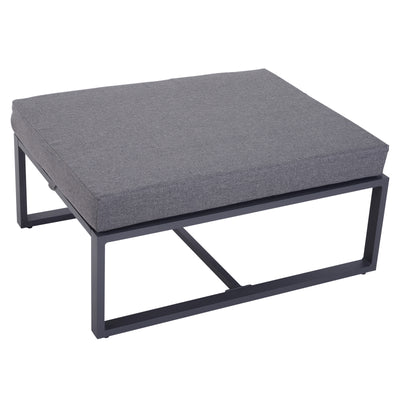 Outsunny 6 PCs Outdoor Indoor Sectional Sofa Set Thick Padded Cushions Aluminium Frame 5 Seaters 1 Coffee Table Footrest Grey 