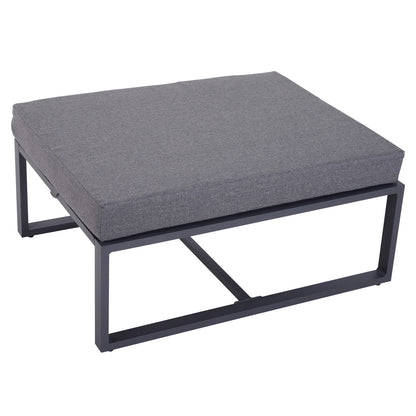 Outsunny 6 PCs Outdoor Indoor Sectional Sofa Set Thick Padded Cushions Aluminium Frame 5 Seaters 1 Coffee Table Footrest Grey 