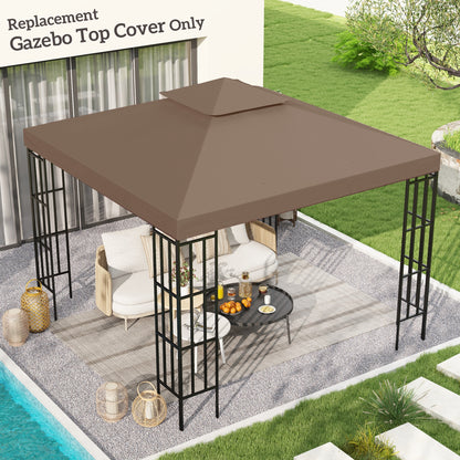 Outsunny 3x3 m Double-Tier Canopy Top Replacement-Coffee 