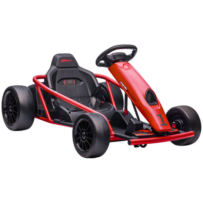 HOMCOM 24V Electric Go Kart for Kids, Drift Ride-On Racing Go Kart with 2 Speeds, for Boys Girls Aged 8-12 Years Old, Red 