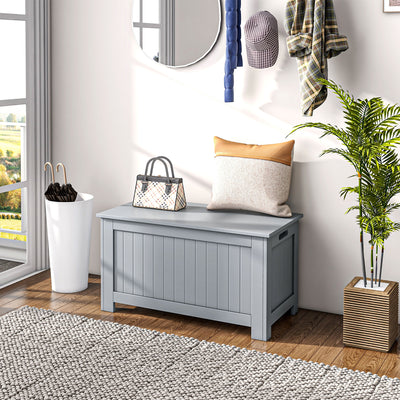 HOMCOM Large Storage Box Toy Chest Cabinet Container Unit Organizer with Lid & Safety Hinges, Grey 