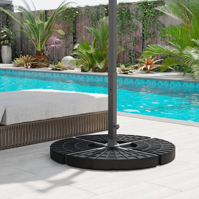 Outsunny 4 PCs 70KG Portable Round Parasol Base Umbrella Cross Stand Weights Holder Sand or Water Filled Outdoor Garden Patio 