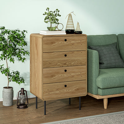 HOMCOM Modern Chest of Drawers with 4 Drawers - Oak 