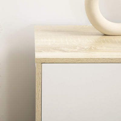 HOMCOM Bedroom Chest of Drawers, Wide 6-Drawer Dresser, Storage Drawer Unit with Wood Legs for Living Room, White and Light Brown 