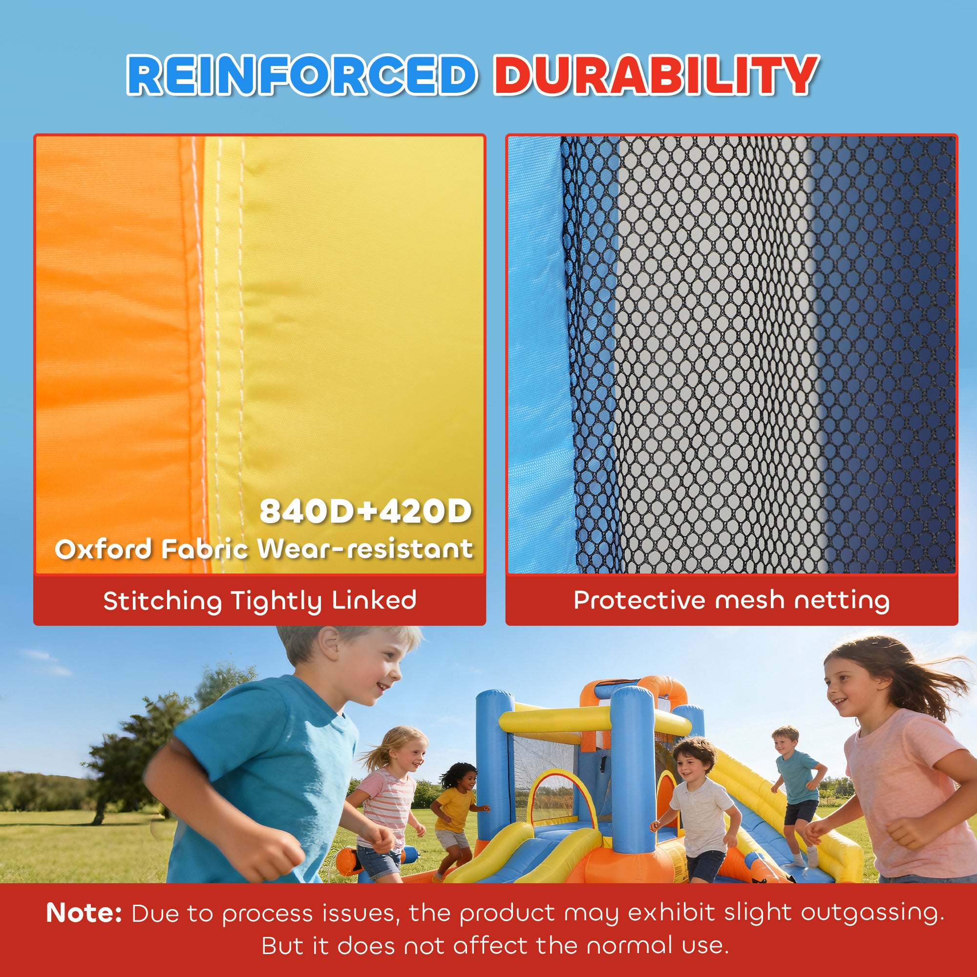 AIYAPLAY 5 in 1 Bouncy Castle for Children, Inflatable Bounce House with Dual Slides, Pool, Climbing Wall, Water Cannons, Blower 