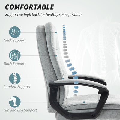 HOMCOM Linen-Look Double-Padded Office Chair - Grey 