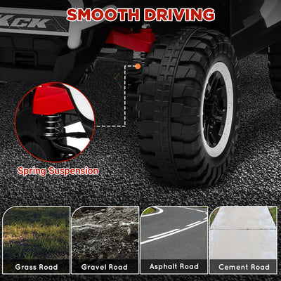 AIYAPLAY 2 Seater 24V 7AH Ride on Truck, Battery Powered Electric Ride On Car w/ Remote, Suspension, 3 Speeds - White 