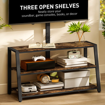HOMCOM Industrial-Style TV Stand, with 35° Swivel Bracket - Dark Brown 