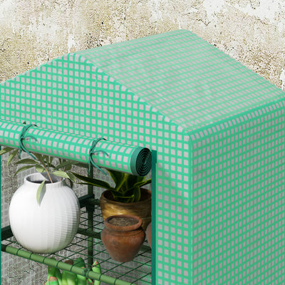 Outsunny 3 Tier Mini Greenhouse Portable Garden Grow House with Roll Up Door and Wire Shelves, 69 x 49 x 125 cm, Green 