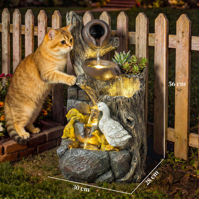 Outsunny 5-Tier Outdoor Waterfall Fountain, Freestanding Self-Contained Cascading Water Feature Garden Landscape 