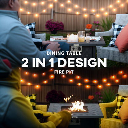 Outsunny 71 x 71cm 40000 BTU Gas Firepit Table - Black/Dark Grey 