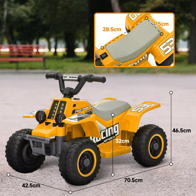 AIYAPLAY 6V Electric Quad Bike for Kids, Ride On ATV w/ Forward Backward, Headlights, for 18-36 Months, Yellow 