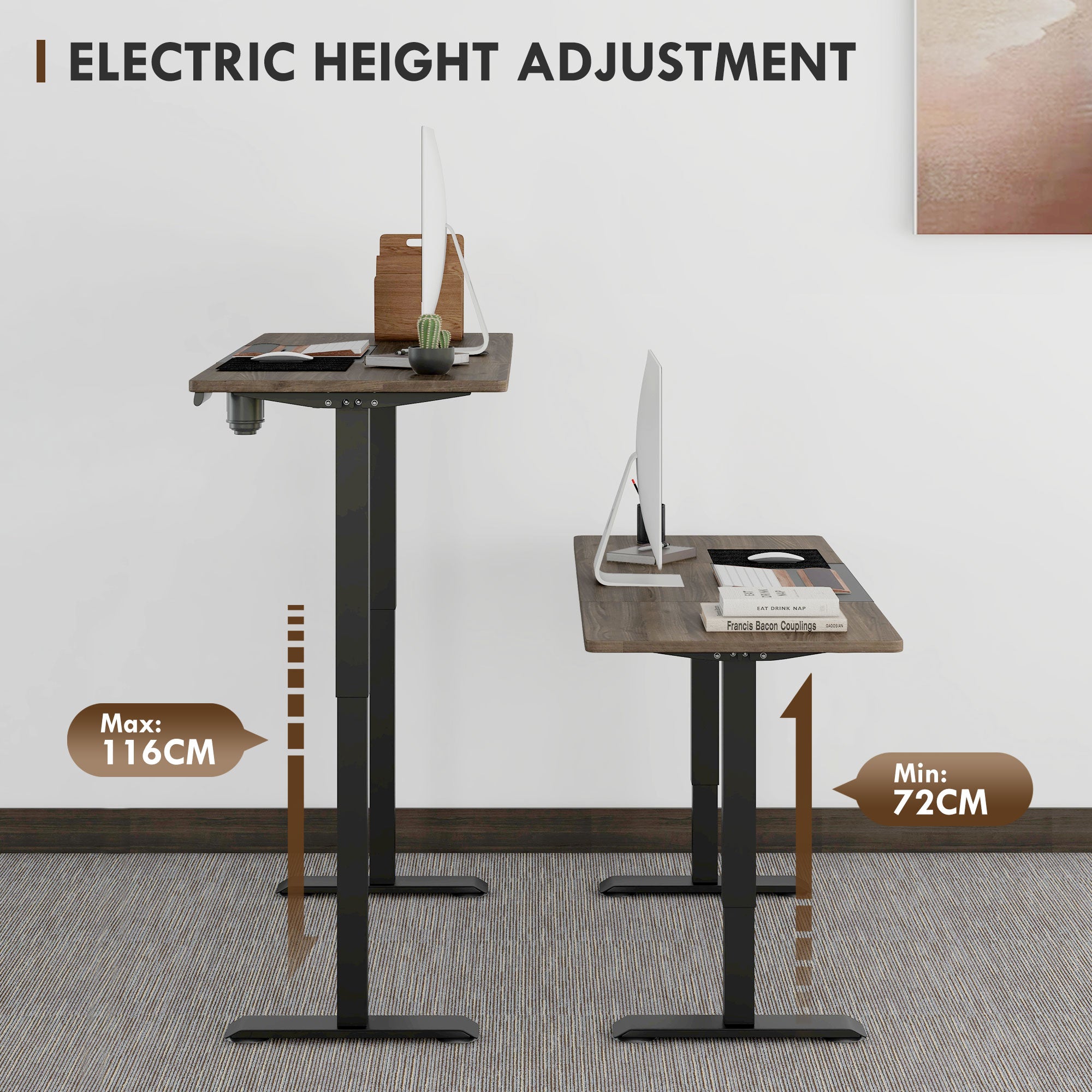 Vinsetto 72-116cm Adjustable Electric Standing Desk, with LED Display - Black 