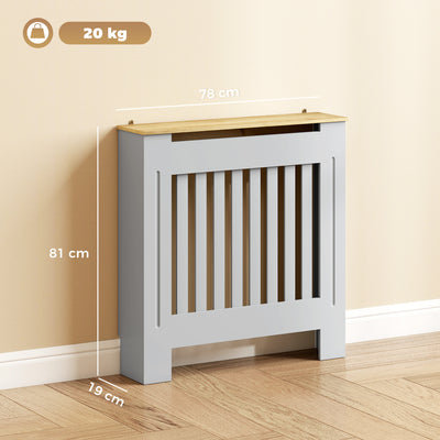 HOMCOM Heater Cover, Radiator Cover Slatted Painted MDF Lined Grill Grey, 78L x 19W x 81H cm