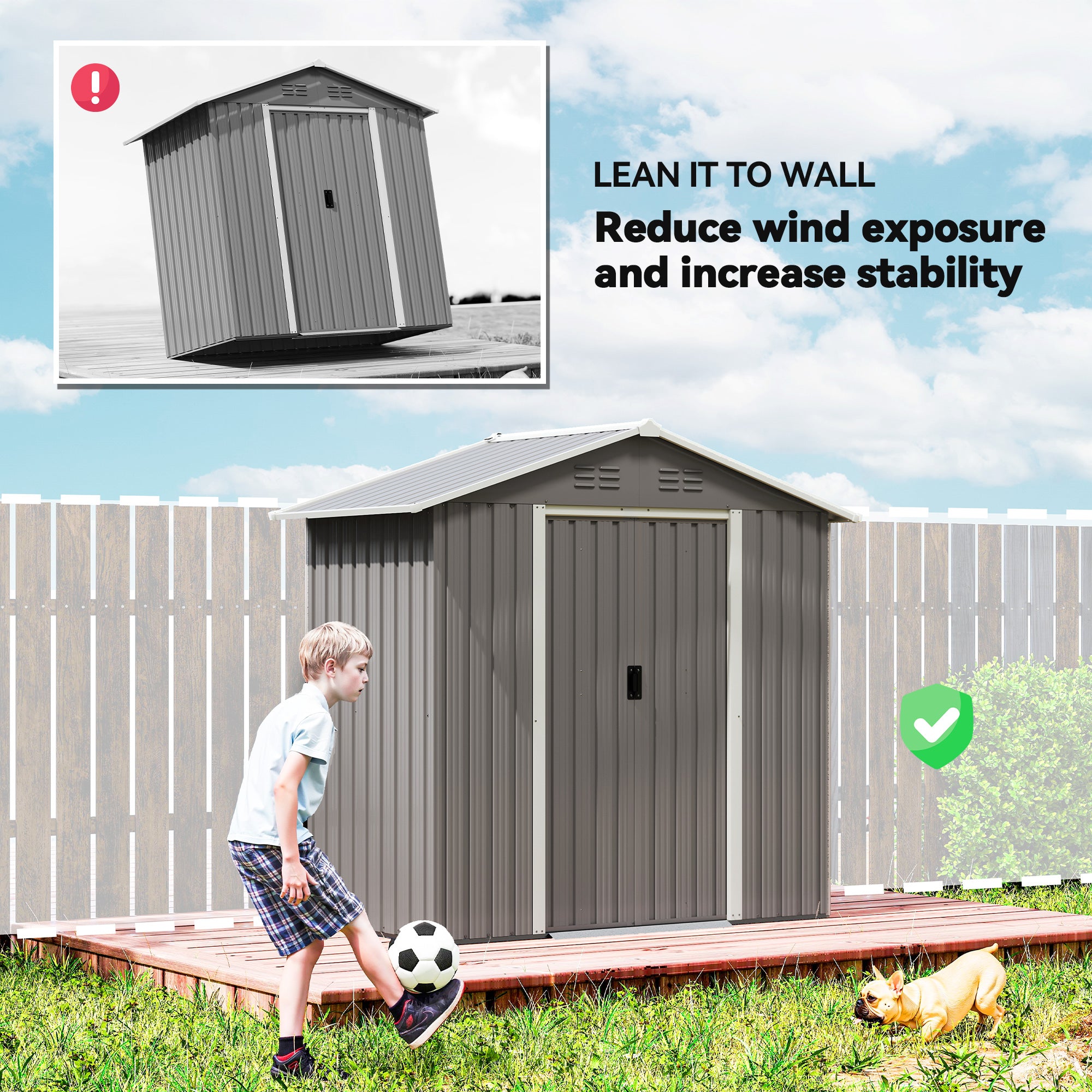 Outsunny 6.5 x 3.5ft Metal Garden Storage Shed - Light Grey 
