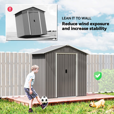 Outsunny 6.5 x 3.5ft Metal Garden Storage Shed - Light Grey 