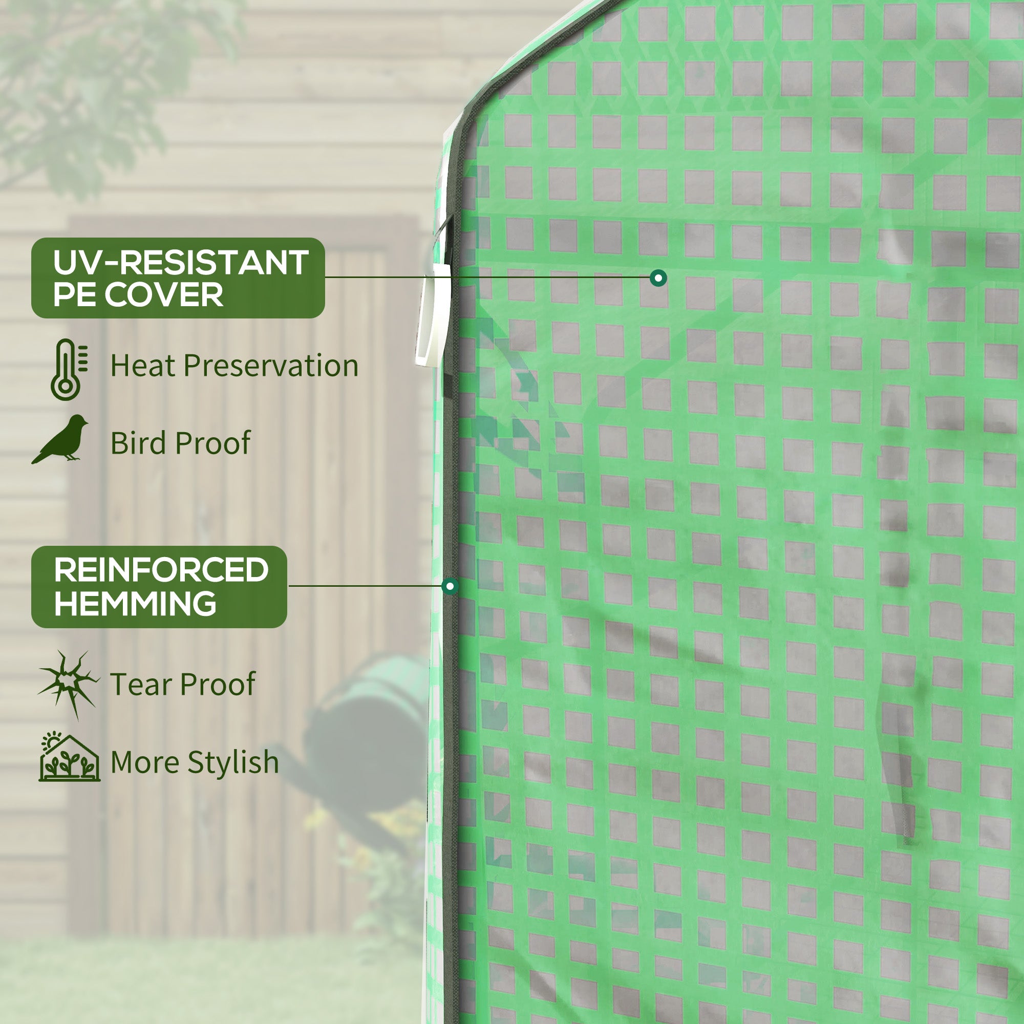 Outsunny Walk-in Greenhouse with 3 Tier 12 Shelves, Small Greenhouse with Reinforced PE Cover, Garden Plant Growhouse with Roll-up Door and Three Mesh Windows, 140 x 213 x 190 cm, Green 