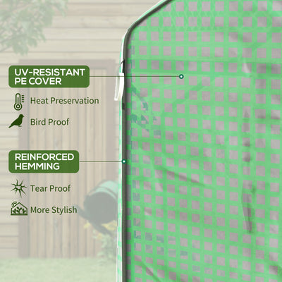 Outsunny Walk-in Greenhouse with 3 Tier 12 Shelves, Small Greenhouse with Reinforced PE Cover, Garden Plant Growhouse with Roll-up Door and Three Mesh Windows, 140 x 213 x 190 cm, Green 
