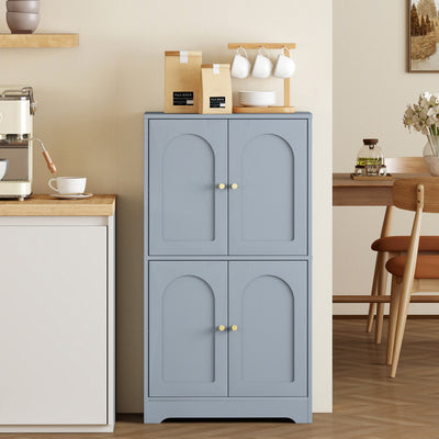 HOMCOM 4-Door Kitchen Storage Cabinet with Adjustable Shelves - Grey 