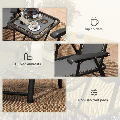 Outsunny Three-Piece Garden Table and Chair Set - Dark Grey 