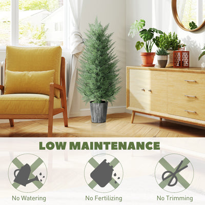 HOMCOM 90cm Artificial Cypress Trees Set of 2, UV Resistant Artificial Plants with Decorative Pot, Fake Plants for Indoor Outdoor Decor, Green 