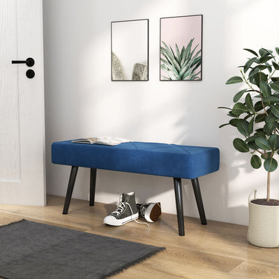 HOMCOM End of Bed Bench with X-Shape Design and Steel Legs, Upholstered Hallway Bench for Bedroom, Blue 