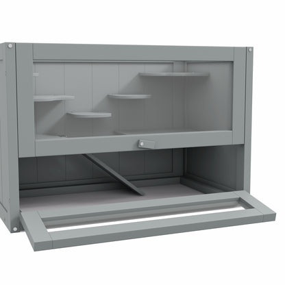 PawHut Wooden Hamster Cage Mouse Mice Rodent Small Animals Hutch Exercise Play House 60 x 35 x 42cm, Grey 