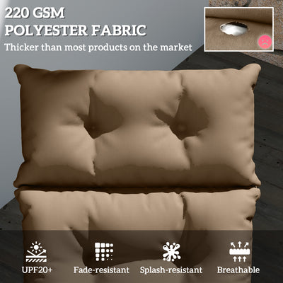 Outsunny Sun Lounger Cushion Only, 190x56x10cm Garden Lounge Chair Cushion, UPF20+ 220gsm Fabric, Thick Sunbed Replacement Cushion with 6 Ties, Khaki 