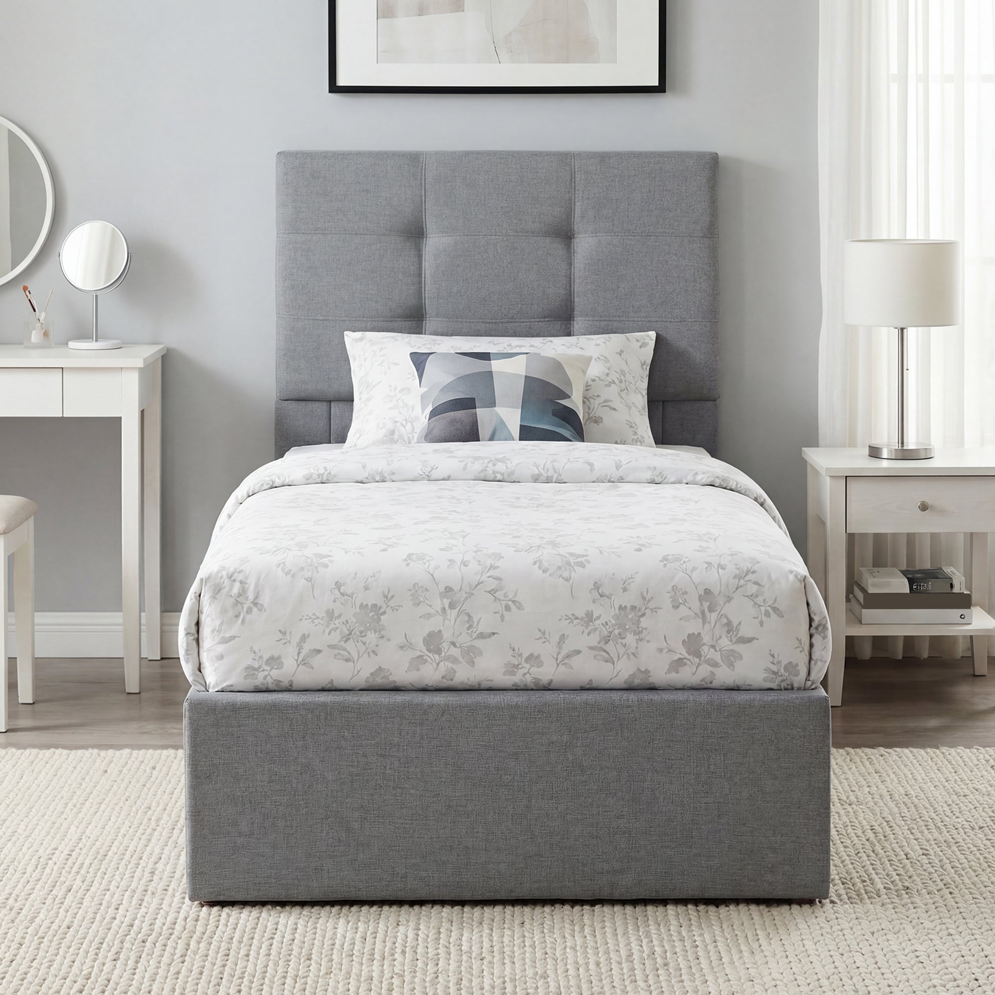 HOMCOM 3ft Single Ottoman Bed with Gas Lift Storage - Grey 