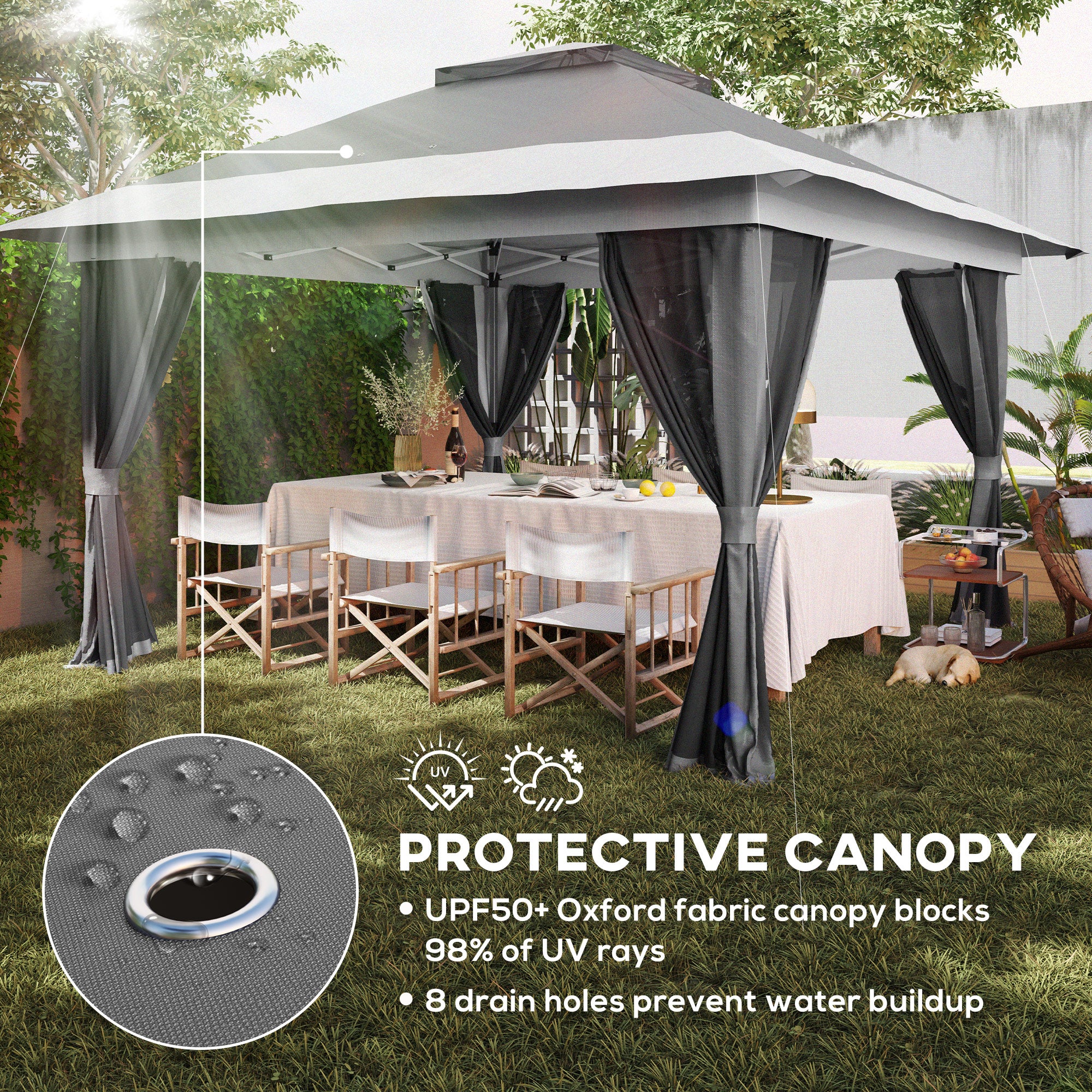 Outsunny 3.6 x 3.6m Pop-Up Gazebo, with Accessories - Grey 