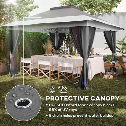 Outsunny 3.6 x 3.6m Pop-Up Gazebo, with Accessories - Grey 