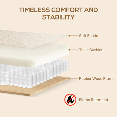 HOMCOM Small Sherpa Fabric 2 Seater Sofa Settee - Cream White 