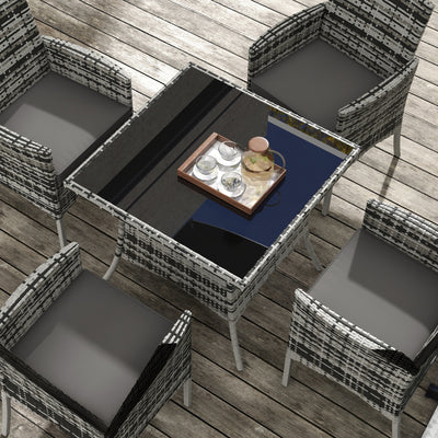 Outsunny Five-Pieces Rattan Dining Set - Mixed Grey 