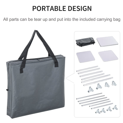 Outsunny 2-Shelf Camping Cupboard Camping Kitchen Station Cook Table Aluminum, Storage Organiser for BBQ Party Picnics Backyards with Carrying Bag 