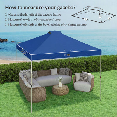 Outsunny Gazebo Roof Replacement UV50+ Waterproof Pop Up Canopy Cover with 8 Drainage Holes 3 x 3 m Blue 