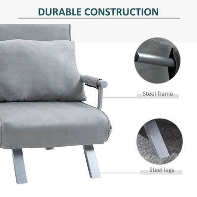 HOMCOM Suedette Adjustable Back Futon Sofa Chair - Grey 