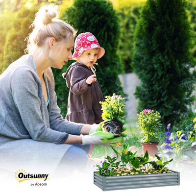 Outsunny 180 x 90cm Galvanised Steel Open Planter - Silver 
