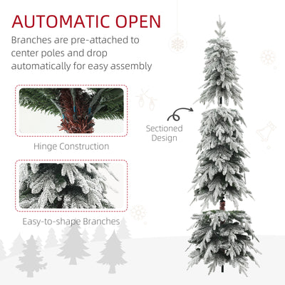 HOMCOM 7ft Snow-Covered Unlit Artificial Christmas Tree 
