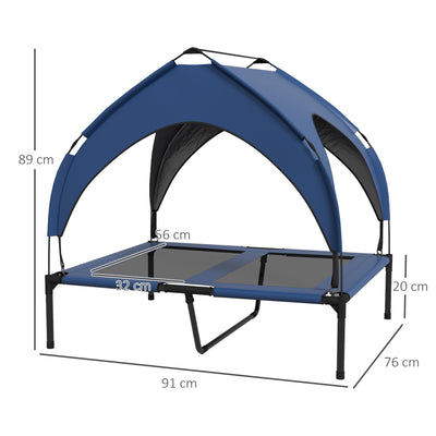 PawHut Cooling Raised Pet Bed w/ Washable Breathable Mesh, for Medium, Large Dogs, 91 x 76 x 89cm - Dark Blue 