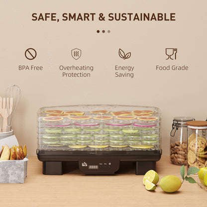HOMCOM 40-70\'e2\'84\'83 Six-Tray Food Dehydrator - Black