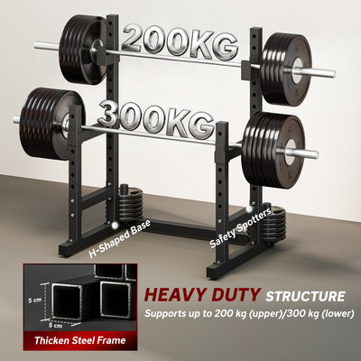 SPORTNOW Adjustable Squat Rack with Plate Holders, 300 kg Load 