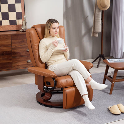 HOMCOM Faux Leather Recliner Chair - Brown 