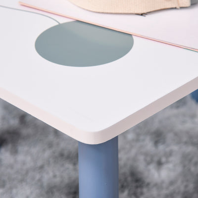 HOMCOM 3 Pcs Kids Table & Chairs Set w/ Wood Legs Safe Corners Cute Stars Seating Mini Furniture Home Playroom Bedroom Dining Room Blue 