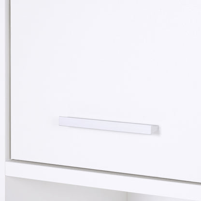 HOMCOM Bathroom Floor Storage Cabinet Slim Tallboy w/ Door Cupboard & Shelves For Living Room, Bedroom, Hallway White 