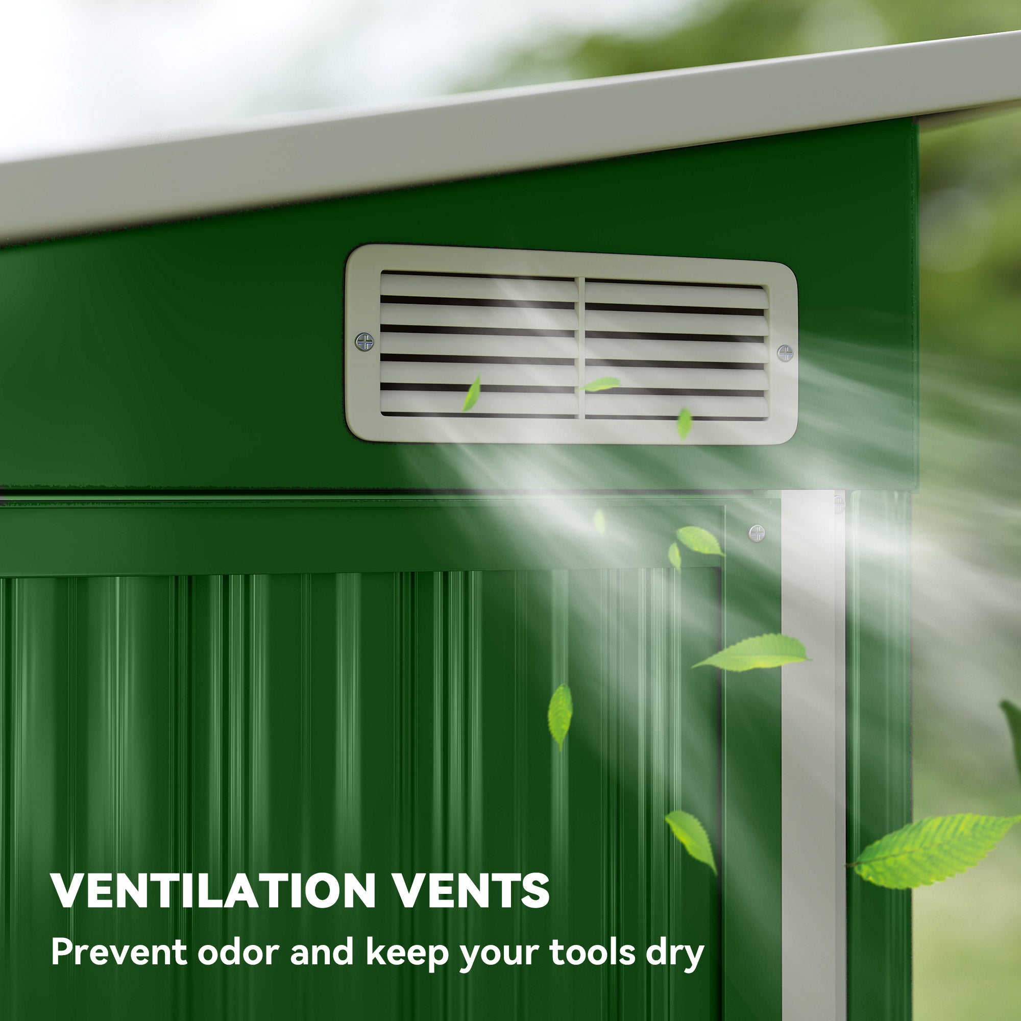 Outsunny 7.5 x 4.3ft Metal Garden Storage Shed, Waterproof Outdoor Shed with Triple Lockable Door, Gloves, Vents, Green 