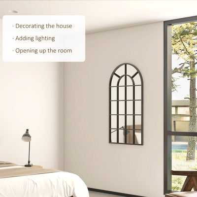 HOMCOM 110 x 62 cm Arched Decorative Wall Mirror for Bedroom Living Room, Modern Window Bathroom Mirror for Home Decor 