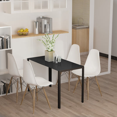HOMCOM Modern Rectangular Dining Table for 4 People Glass Kitchen Table with Tempered Glass Top and Metal Legs for Dining Room, Living Room (Chairs Not Included) 